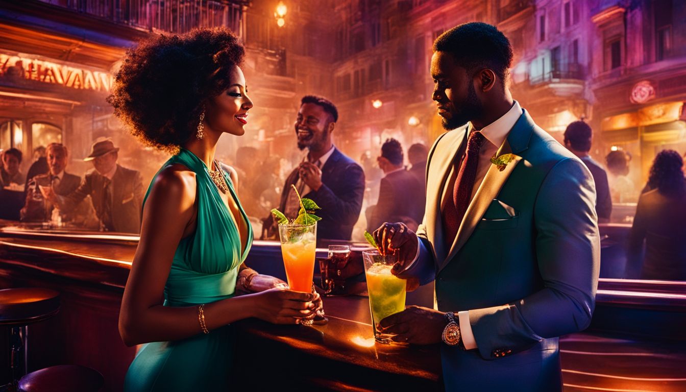 A couple enjoying cocktails at Havana Bar with live jazz music. A couple enjoying cocktails at Havana Bar with live jazz music.