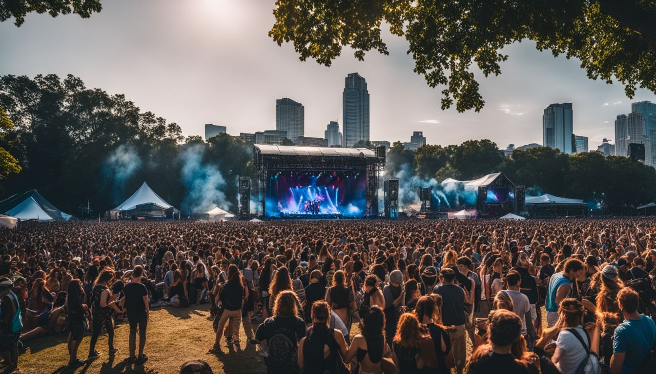 A diverse crowd enjoys live music at Maverick Music Festival. A diverse crowd enjoys live music at Maverick Music Festival.