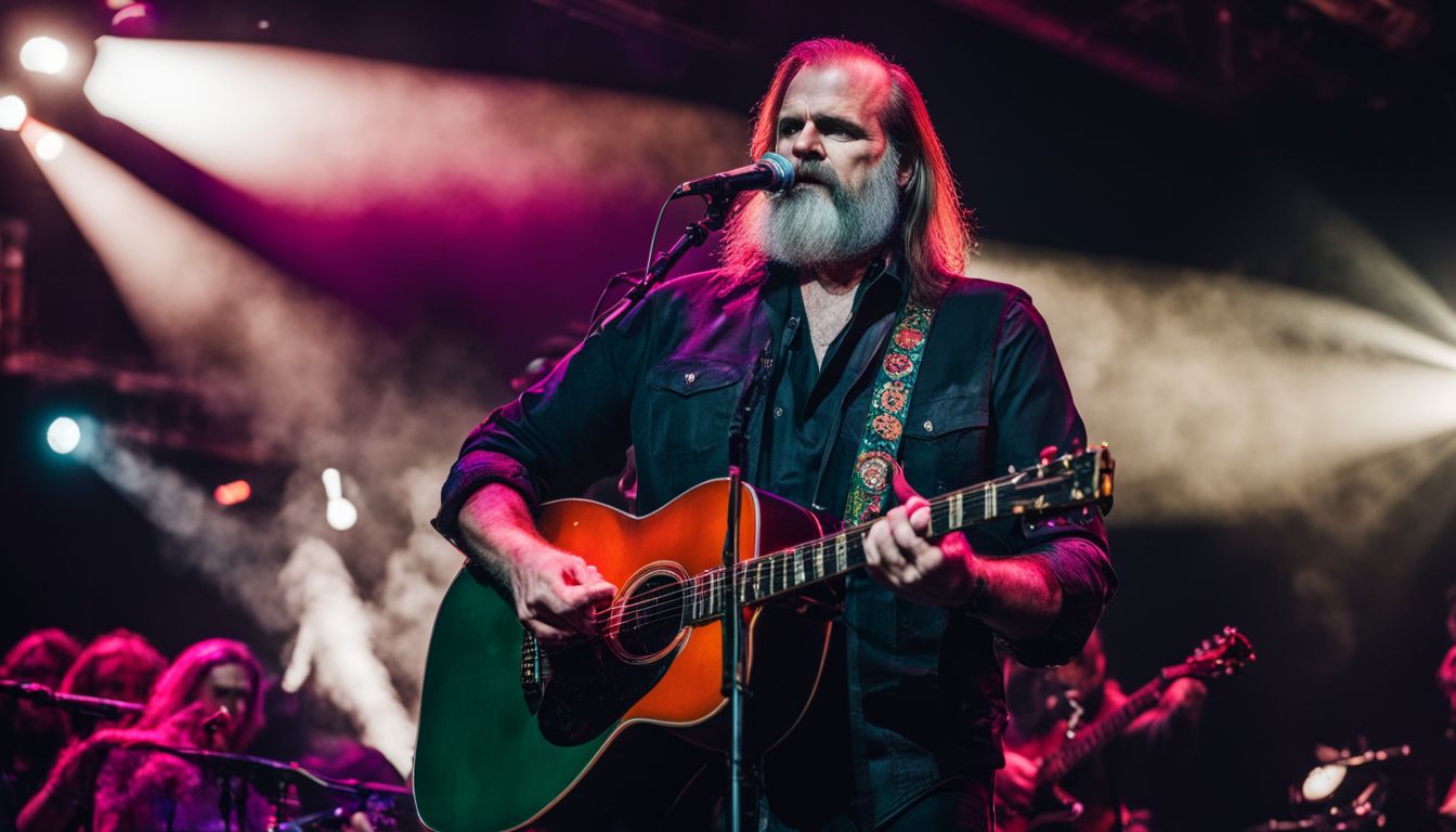 Steve Earle performing live at a San Antonio music venue. Steve Earle performing live at a San Antonio music venue.